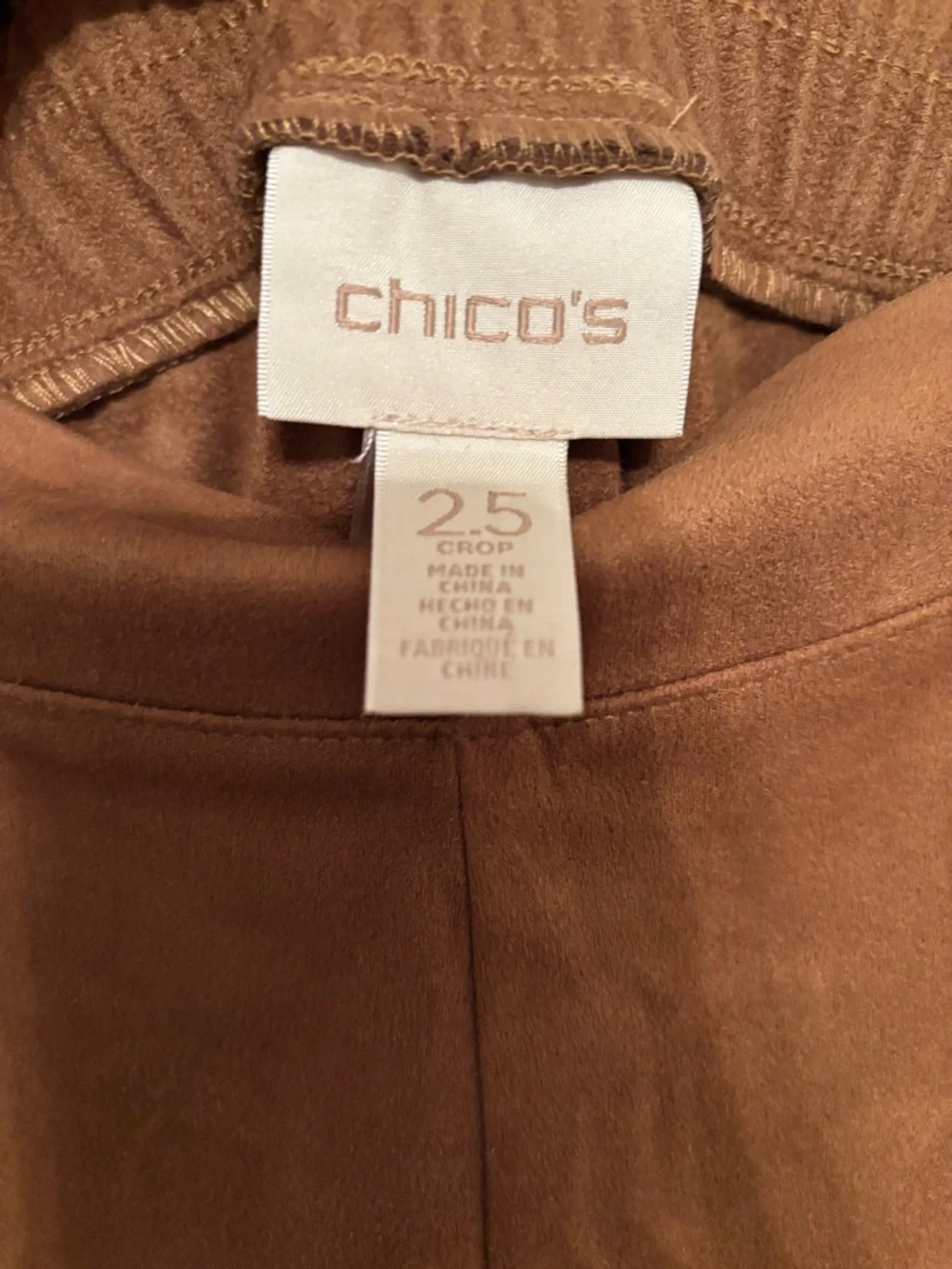 Chico's faux suede crop pants 2.5 (L/14)
